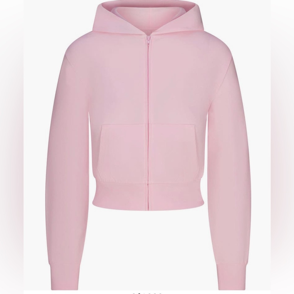SKIMS Cotton Jersey Zip-Up Hoodie | Cherry Blossom